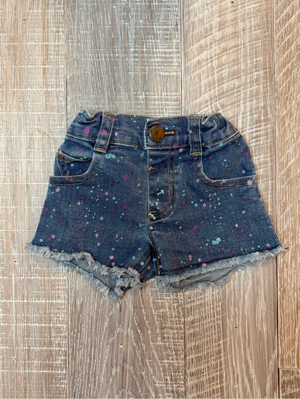 Garanimals Dark Blue Denim Shorts with Pink & Teal Paint Splatters